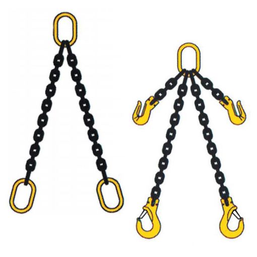 Chain Sling - 5/16 x 5' Double Leg with Sling Hooks and Adjusters - Grade 100